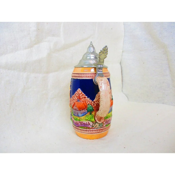 German stein pewter lid Beer Colorful German Beer Mug Pewter Lid Beer Mug - Picture 4 of 7
